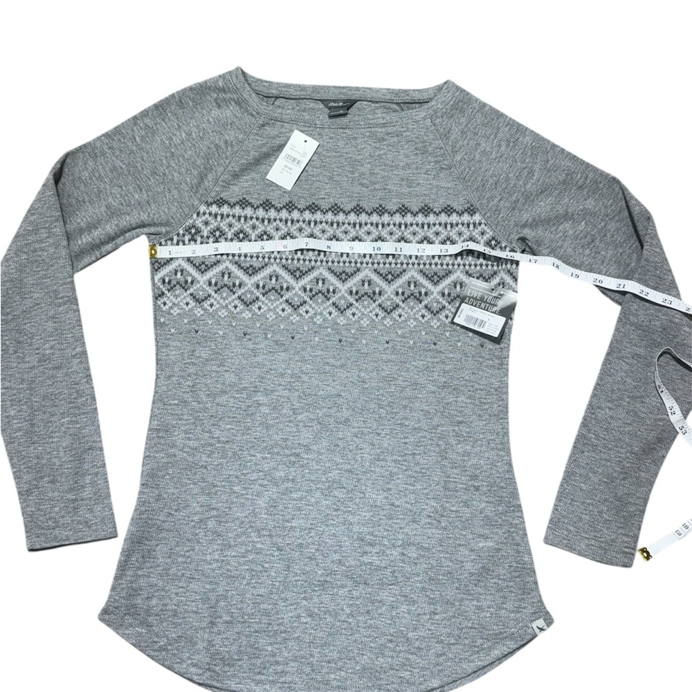 NWT Eddie Bauer Gray Pullover Top Women’s Cotton Blend Long Sleeve Size S - Picture 3 of 10